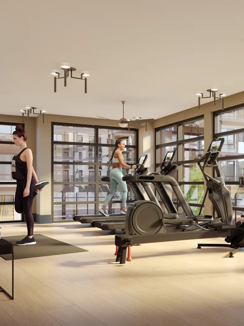 Women Working Out in Fitness Center Brand New Luxury Apartments San Francisco